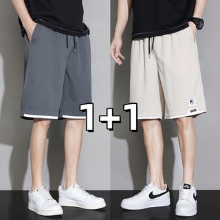 1+1 남자 여름 시원한 반바지 운동 5부반바지 밴딩 반바지 캐주얼 트레이닝 반바지 남성 빅사이즈 편한반바지 2P