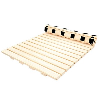 實木床板免安裝可折疊榻榻米床架：原木防潮透氣排骨架