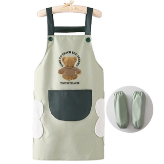 라이프핏 캔버스 작업용 앞치마 + 토시 세트, 곰돌이(앞치마)+연그린(토시)