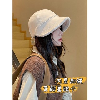 赵露思同款帽子女秋冬加绒保暖羊羔毛防晒渔夫帽素颜显脸小鸭舌帽