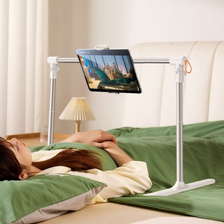 스틸리 접이식 침대 태블릿 스탠드 높이 폭 조절 가능 누워서 휴대폰 핸드폰 아이패드 누움 스탠드 CT13, 1개, 화이트, 누움 스탠드 - CT13