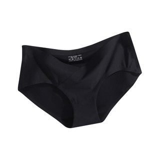 雪倫小舖 低腰無痕冰絲交叉款孕婦內褲 三角褲 透氣舒適 多色可選, 黑