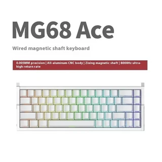Irok MG68 Plus 키보드 마그네틱 스위치 게이머 키보드 8K 기계식 키보드 RGB ESports 핫 스왑 PC 게임 액, 02 MG68 Ace White