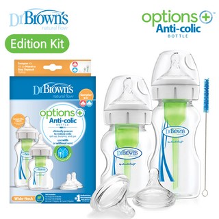 닥터브라운 와이드넥 옵션스플러스 PP젖병 어디션키트, 1개, 420ml, 투명