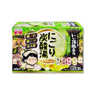 日本 Hakugen 白元 濁湯溫泉 之 旅炭酸 泡澡入浴劑 45gx16錠 含4種湯色香味 泡澡球 爆汗湯 沐浴錠, 1個, 懷舊綠盒