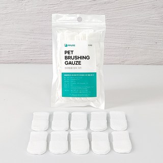 PPUNE 강아지 손가락 칫솔 빨아쓰는 양치 거즈 티슈, 양치거즈 화이트, 10개