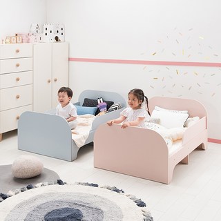 꼼므 길이조절 키즈침대 매트포함, 블루