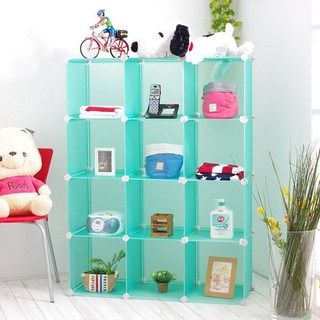 ikloo 12格DIY百變收納櫃 創意收納組合櫃 鞋櫃鞋架收納箱置物屏風櫃, 清透白, 1個