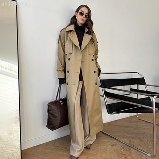 加長款風衣外套 歐美復古寬鬆繫帶收腰女款風衣