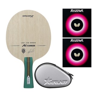 [인기/추천상품] 하이러닛 탁구라켓 이진권 AI카본 + 버터플라이 로제나 러버 부착세트 + 고급 하드케이스 포함 그립선택ST/FL, FL (부채꼴형), 1개
