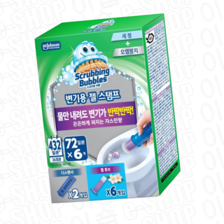 스크러빙 버블 변기용 젤 스탬프 - 구성 : 디스펜서 2개입 + 리필팩 (젤 튜브) 6개입, 1개