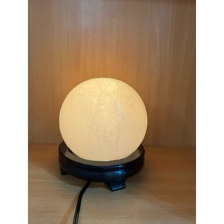 白鹽燈 白 圓球 白玉鹽燈 6吋 搭配 原木 玉石 底座 小夜燈, 搭配可調光保險絲電線