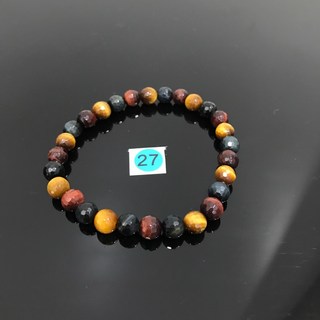 《彩雅寶石精品》三彩虎眼石 彩虎眼石切面手珠 6M