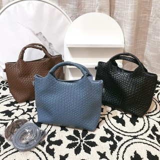 編織皮革手提包，附肩帶，多功能時尚女包