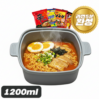 소노리떼 국산 실리콘 냄비 전자레인지 라면용기 대형 계란찜기, 1개, 그레이