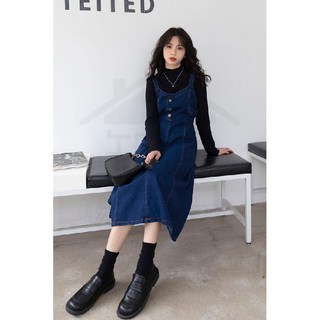 牛仔吊帶連衣裙女夏季新款法式復古設計感小衆收腰顯瘦長裙子, 單件短袖襯衫,L【簡約大方】