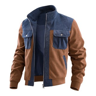 時尚拼接連帽休閒夾克外套