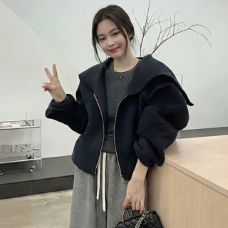 유니크코코 키작녀 세일러 핸드메이드 울 숏 코트 자켓 ot5816