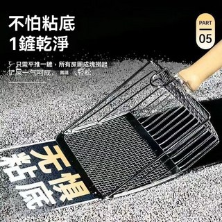Aio米 貓砂鏟 - 細孔大號不銹鋼加厚長柄 豆腐砂/礦砂專用, 1個, 銀色：木柄1鏟幹凈,【特殊功能-帶掛鉤】, 銀色