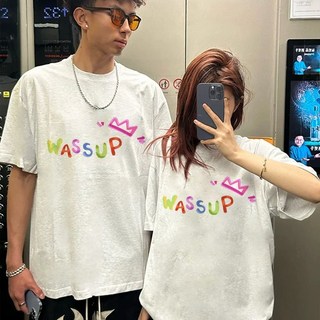WASSUP彩色文字 純棉 短T 情侶T【Y1201】MIT 情侶裝 短袖T恤 班服 團體單, 丈青,XL