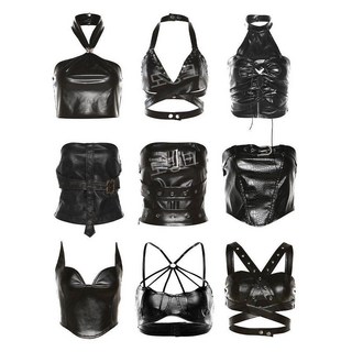 아이돌의상 상의 PU 가죽 걸그룹 무대의상 댄스 공연복 나시 탑 키오프 이글루 하늘 나띠 스타일 JM05 블랙 S