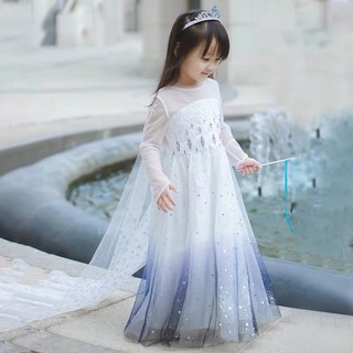 女童冰雪奇緣艾莎公主裙白色長裙 兒童elsa女王小洋裝網紗連衣裙萬聖節造型服飾 女童艾莎洋裝生日變裝聖誕禮服