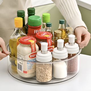 피니코니 다용도 수납 정리 회전 트레이, 1개, 투명