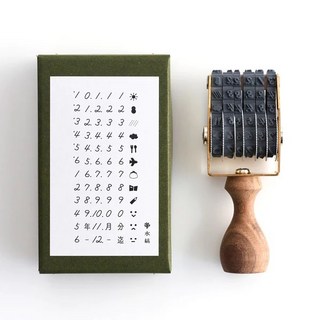 MIZUSHIMA 水縞 日付生活圖案 明進文房具 手帳裝飾必備 日期記錄印章, 1個, 迴轉日期章 3 (Sobroban)