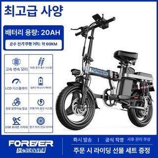 접이식 출퇴근 배달전기자전거 접이식자전거 접이식전기자전거 전기자전거추천 전기자전거배달 로드자전거, 48V, 0Ah, 최상위 16단 파나소닉 20A 60km