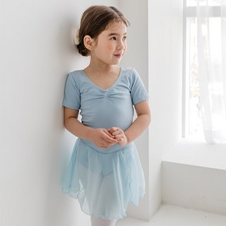 pied a terre 基本雪紡裙芭蕾芭蕾短袖1403藍色