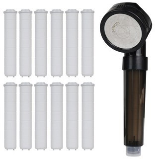 세이퍼진 순수 필터 샤워기헤드 본품1P + 필터12P, 반투명 검정 혼합, 1개