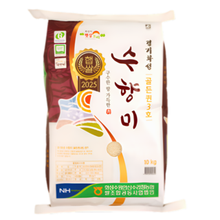 (25년 햇쌀) 경기농산 수향미 2025년산 햇수확 당일도정 골든퀸3호 백미 햅쌀, 10kg, 1박스, 상등급