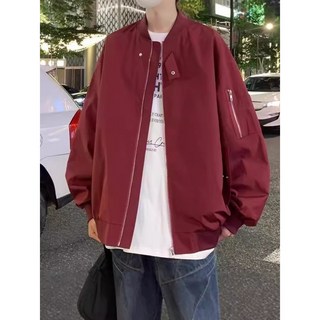 加大尺碼 飛行員棒球外套 男士春秋潮流美式復古衝鋒衣夾克