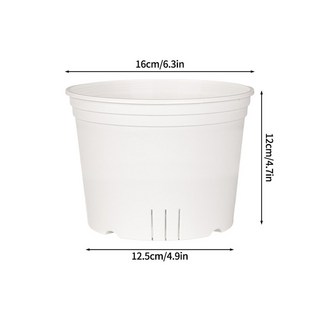 구멍이있는 투명한 화분 플라스틱 식물 냄비 보육 통기성 뿌리 제어 라운드 꽃 정원 홈 인테리어, 04 White 16x12cm, 1개