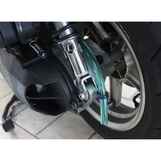 耐油管 透明油管 廢油管 呼吸管 耐磨 耐侵蝕 抗氧化 高韌性 摩托車 機車 空濾, 1個, 油管+鍍鈦支架