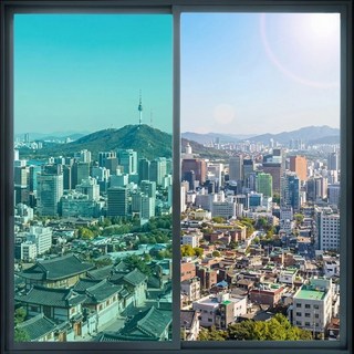 앞날창창 물로 붙이는 창문 사생활 보호필름 햇빛 가리개 시트지, 그린