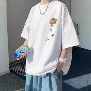 夏季短袖T恤男生簡約鹽系休閒寬鬆百搭五分袖體恤