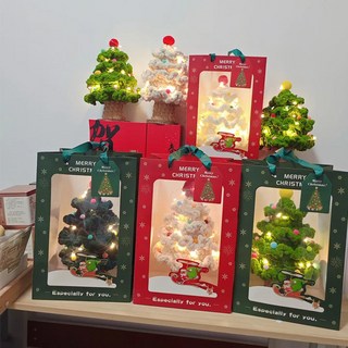 聖誕禮袋 鮮花玩偶禮物 花束紙袋 聖誕系列 節日禮品包裝袋 PVC櫥窗袋 手提袋 交換禮物 聖誕禮品袋 送禮 禮品袋, 1個, 【聖誕蘋果袋】單個,聖誕係列