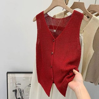 針織鏤空馬甲女 夏季百搭無袖背心