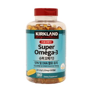 커클랜드 슈퍼 오메가3 EPA 및 DHA 함유 1229mg, 180정, 1통