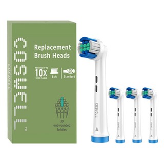 COSWELL 歐樂B 電動牙刷刷頭 適用PRO/P/D系列 有效去除牙菌斑 3D圓形刷毛 精準清潔型 寬徑, 1個, 4個裝