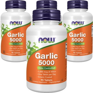 NOW Foods 濃縮大蒜精華錠, 90顆, 4罐