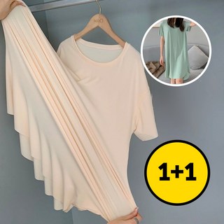 닷츠스타일 스판 잠옷 홈웨어 원피스 1+1 2장