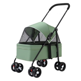 몽글펫 접이식 저상형 강아지 유모차 반려동물 개모차, 그린, 1개