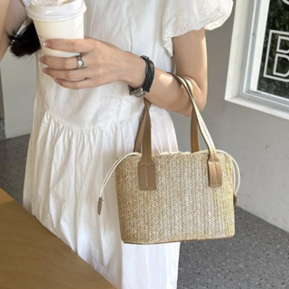 컬러인베리 미니 라탄백 투웨이 크로스백 겸 토트백