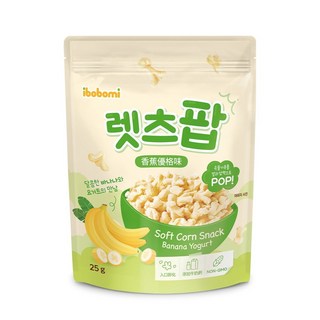MQ 韓國ibobomi 玉米花 25g (香蕉優格/烤玉米/草莓優格/蘋果優格) 寶寶食品爆米花, 1個, 香蕉優格2026.04