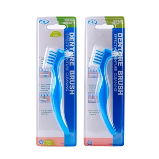 틀니 관리를 위한 깨끗한 칫솔 이중 강모 가짜 치아용 일반 2 팩, 01 1 hard 1 bristle