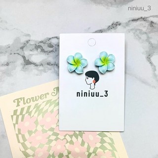 niniuu_3 S925銀針雞蛋花扶桑花耳環 y2k千禧小花耳釘 約會時尚配飾