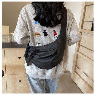 大容量運動騎乘餃子斜背包, 黑色小號