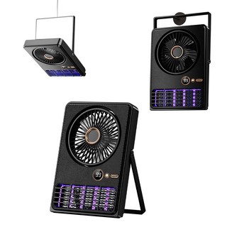 Garrl 아웃도어 선풍기 다기능 스탠드형 선풍기 책상용 벽걸이용 캠핑 가정용 5단계 풍속 조절, 블랙